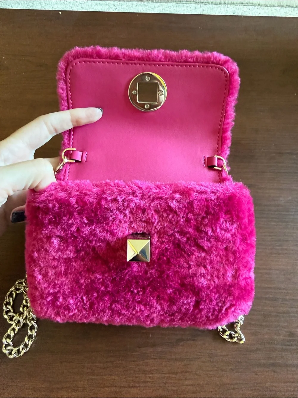 kate spade Plush Fuchsia Crossbody Bag with Gold Chain